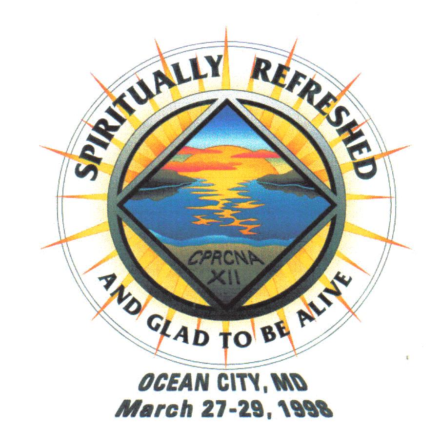 Logo for CPRCNA 12, "Spiritually Refreshed and Glad to be Alive, held in Ocean City, MD, March 1998