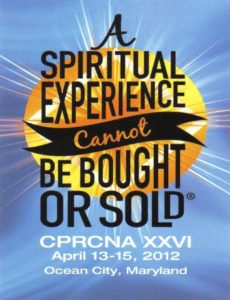 Logo for CPRCNA 26, "A Spiritual Experience Cannot be Bought or Sold"