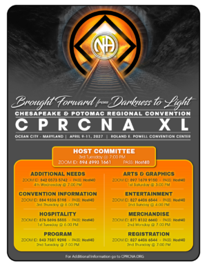 This is a flyer for CPRCNA 40's Subcommittee Meetings